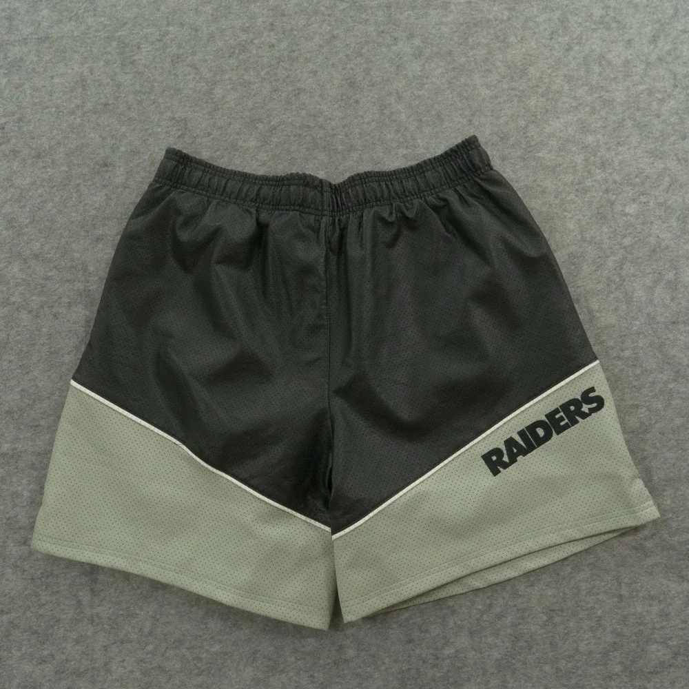 Las Vegas Raiders Shorts Mens Large Black Gray Faux Leather Ultra Game New